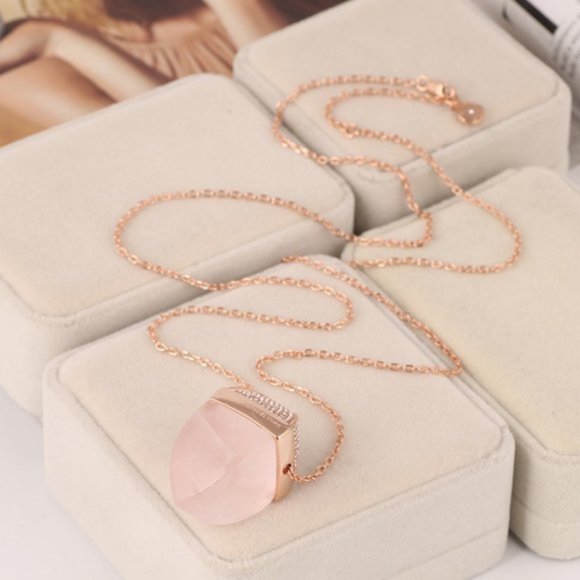 Michael Kors Natural Pink Crystal Long Necklace - Picture 1 of 9